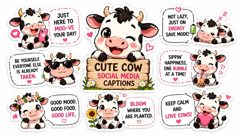 Cute Cow Social Media Captions