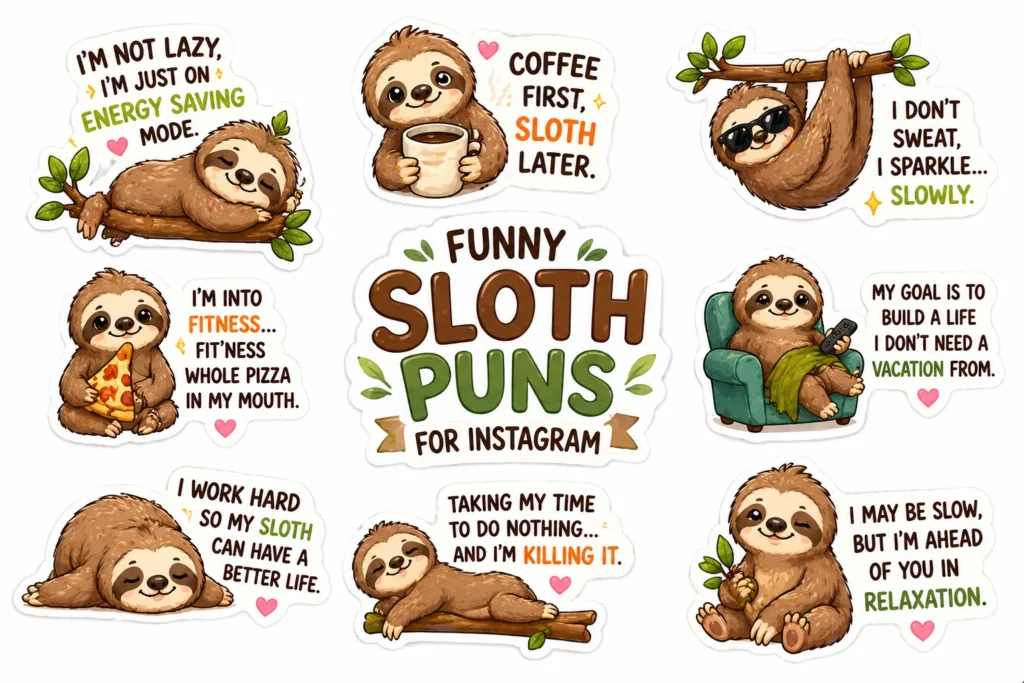 Funny Sloth Puns for Instagram
