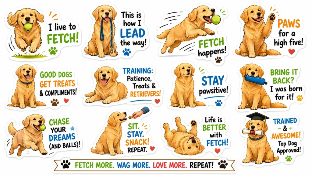 Golden Retriever Fetch & Training Puns