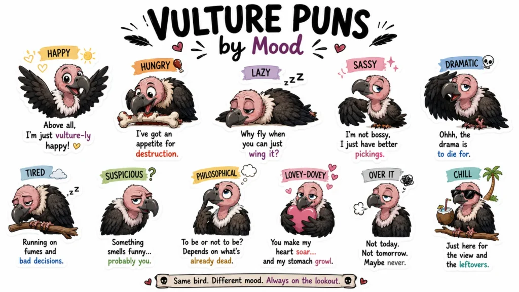 Vulture Puns by Mood